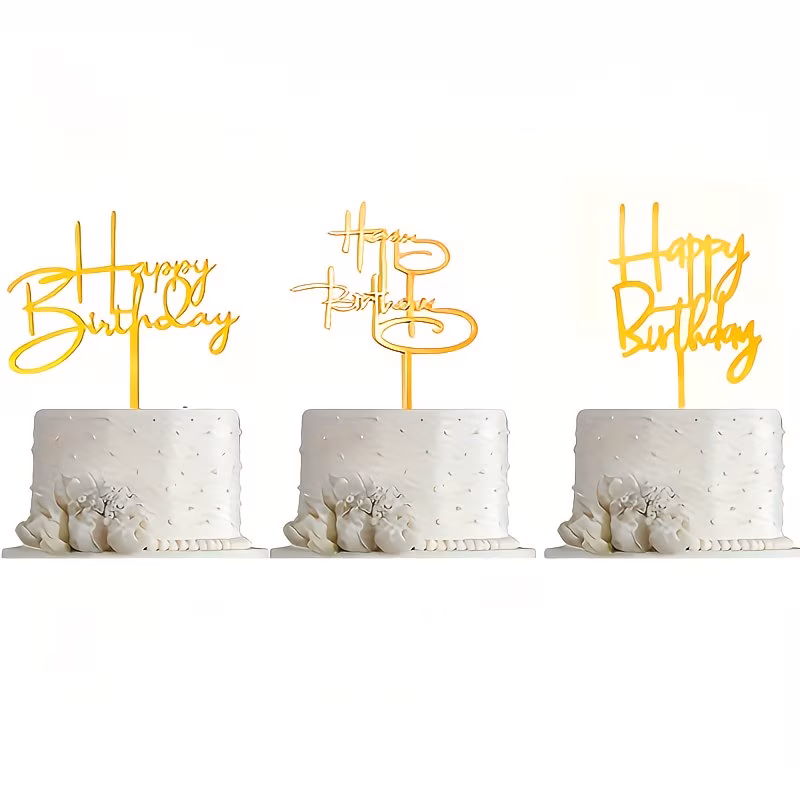 Cake Topper Happy Birthday dorado