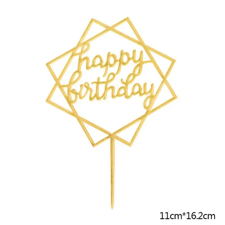 Cake Topper Happy Birthday dorado