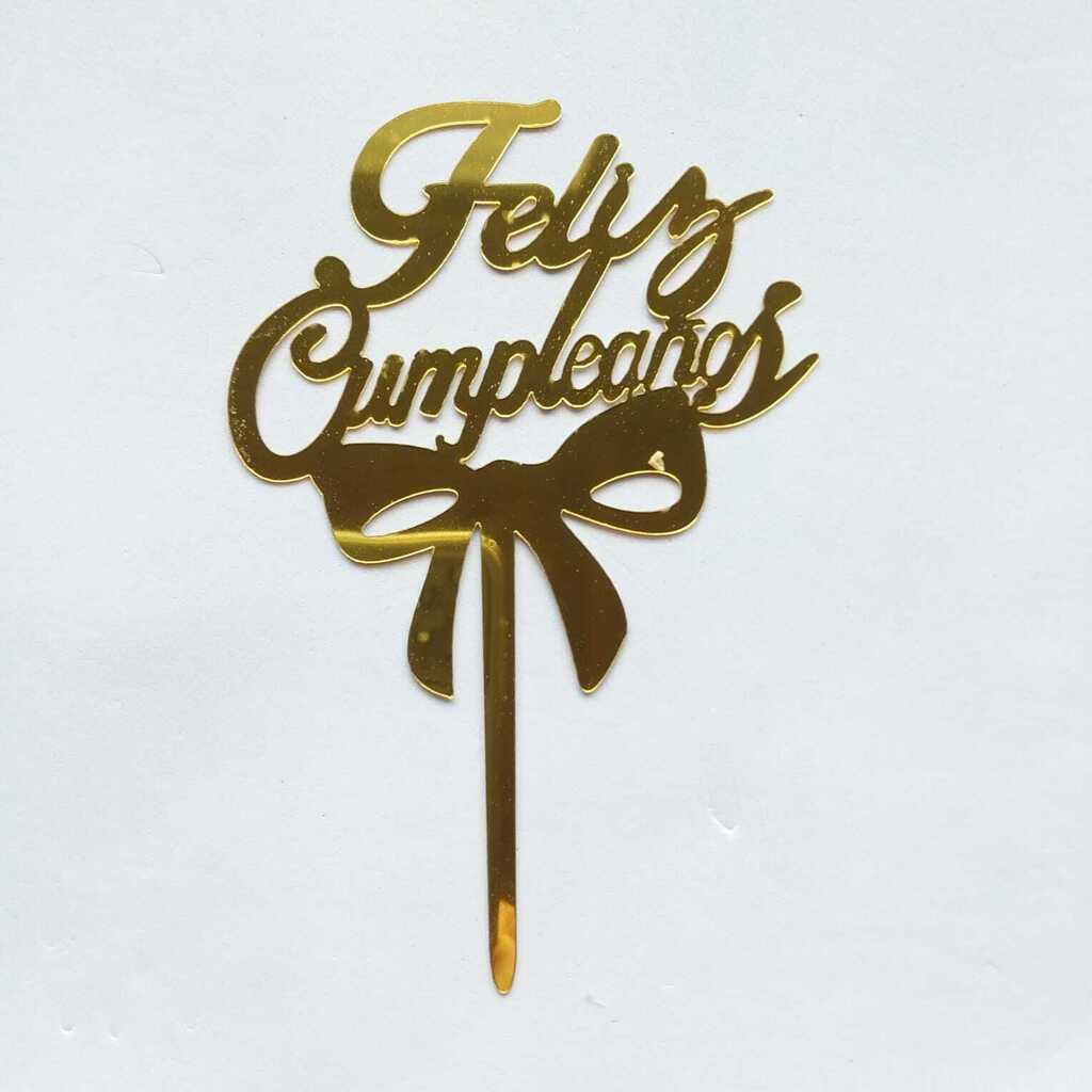 Cake Topper Feliz Cumpleaños Dorado