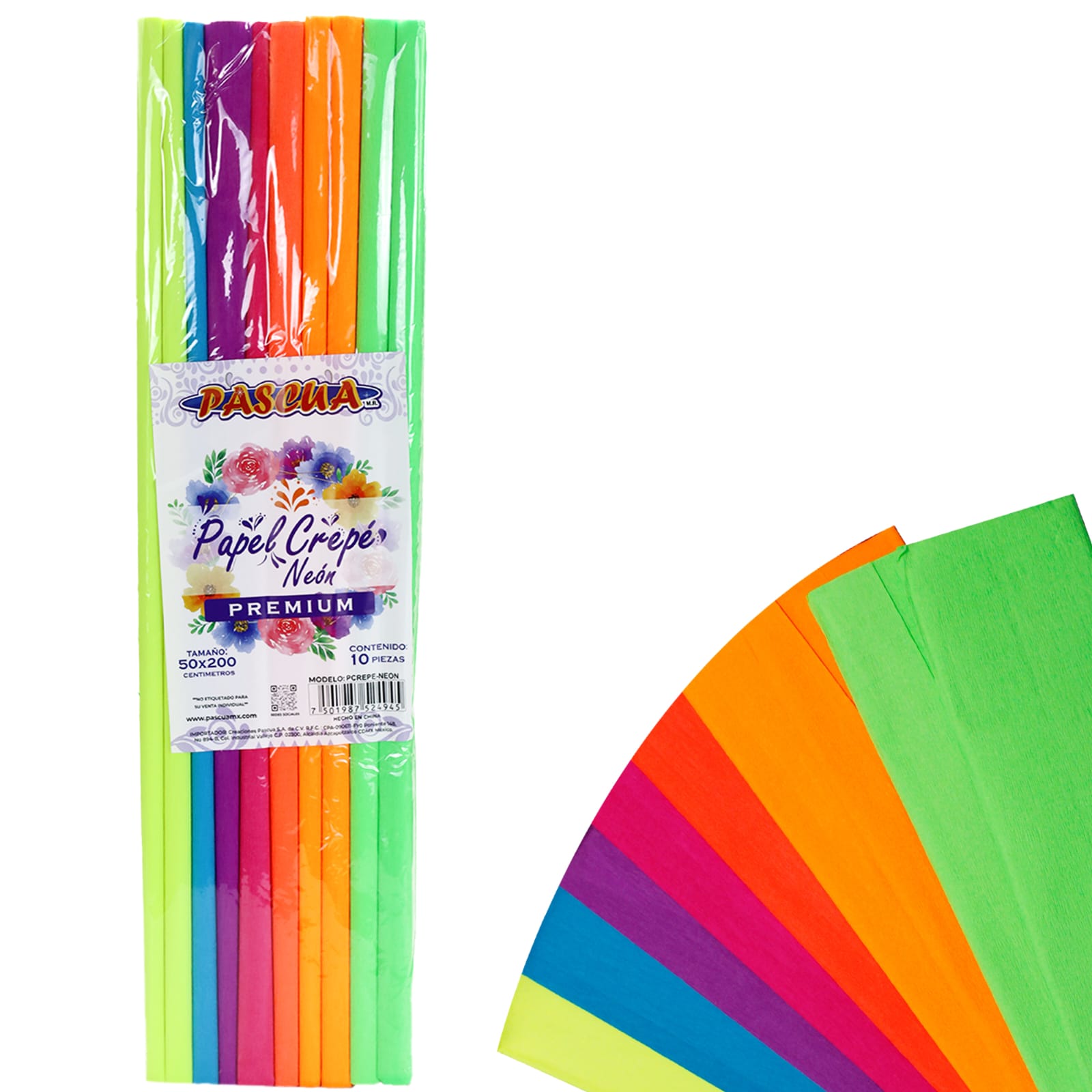 Papel Crepe Neón premium