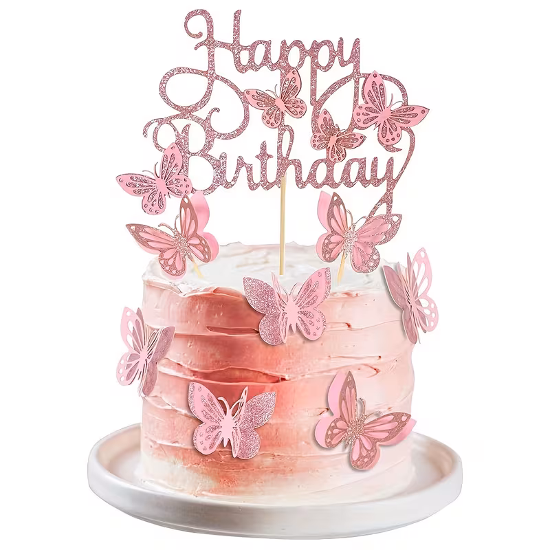 Cake Topper Happy Birthday Mariposas