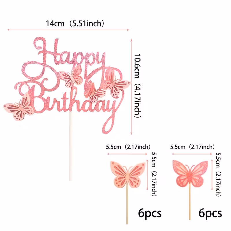 Cake Topper Happy Birthday Mariposas