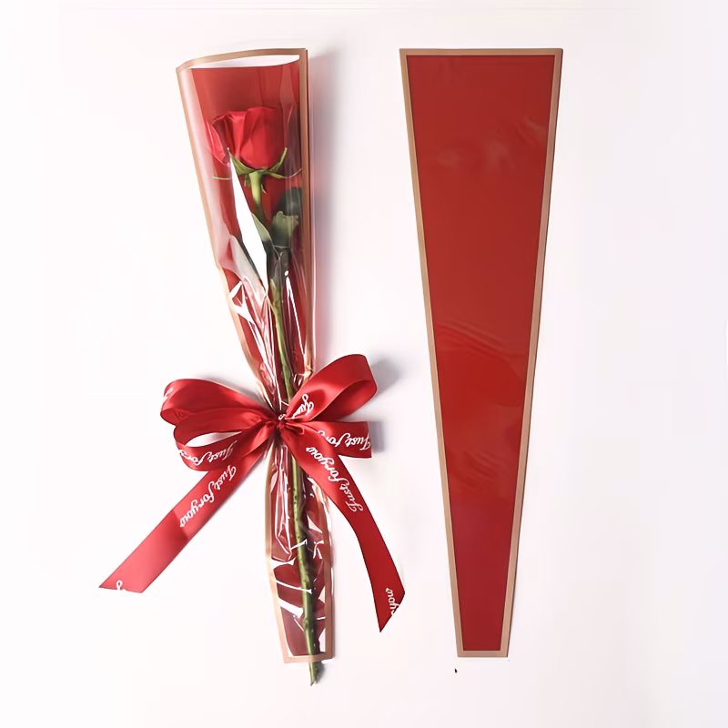 Bolsitas para flores rojo con dorado