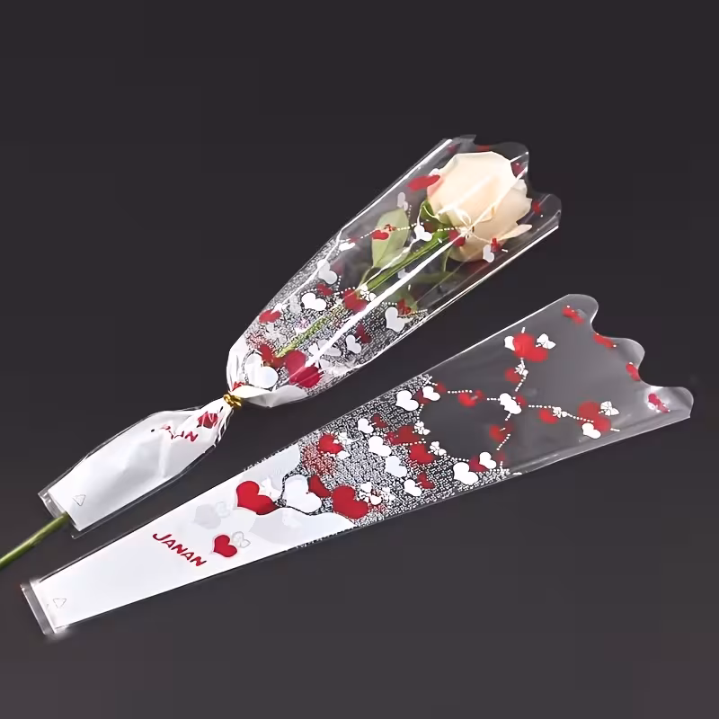 Bolsitas para flores blanco con corazones