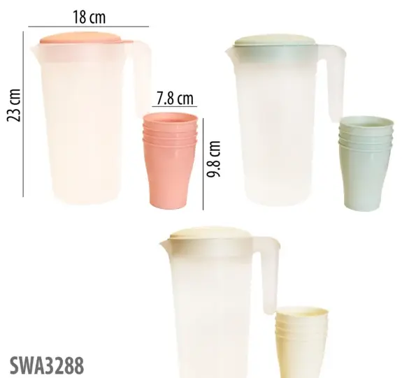 Jarra con Vasos de 2Lt