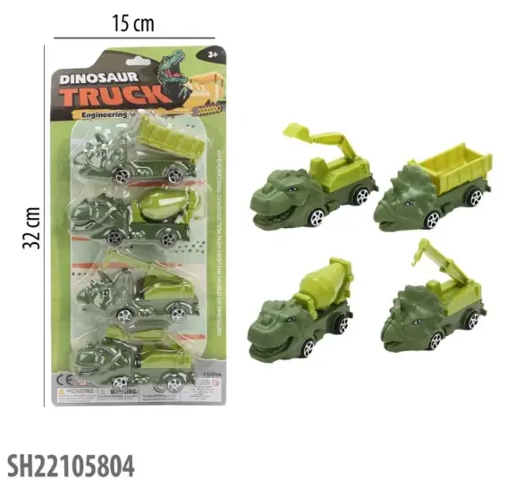 Camiones de dinosaurios 4 piezas