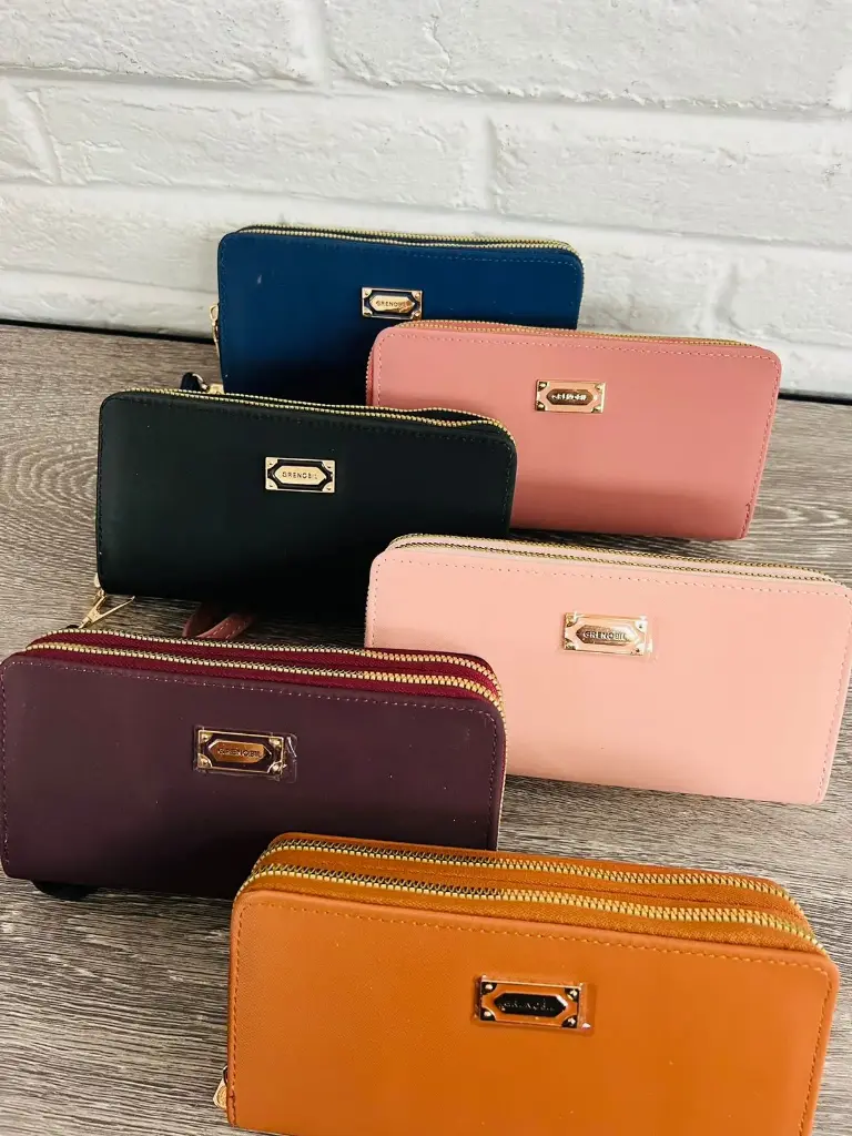 Cartera de dama  doble cierre  liso