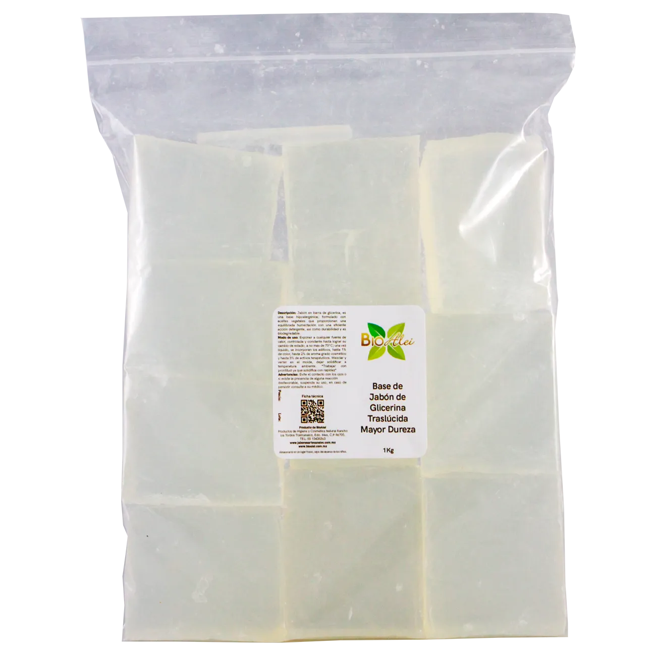 Base de Jabón  de Glicerina Mayor Dureza Traslucida 1Kg